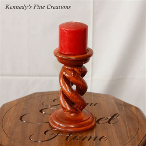 14 Carved Hollow Spiral Solid Wood Candle Sticks Set Of Etsy