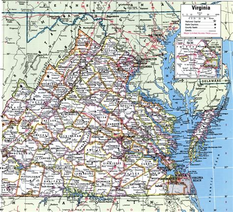 Map Of Virginia Showing County With Cities And Road Highways