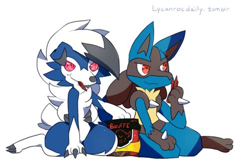 Shiny Midnight Lycanroc And Lucario Eating Some Beef Jerky Pok Mon Sun And Moon Know Your Meme