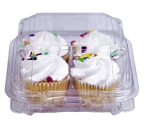 Green Direct Mini Cupcake Boxesclear Plastic Dome 4 Compartment Mini