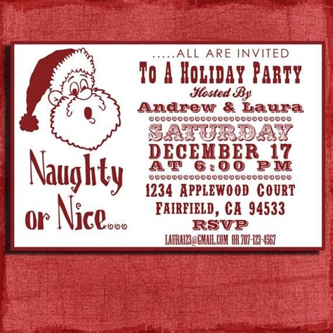 Holiday Naughty Or Nice Party Invitation 4x6