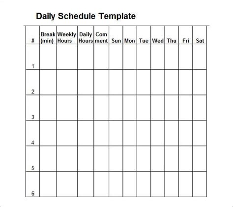 Day Schedule Template 7 Free Word Excel Pdf Format Download