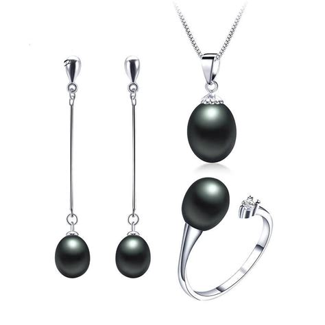 Hot Selling Black Pearls Jewelry Sets Fashion Black Pearl Jewelry