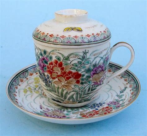 Fine Meiji Japanese Satsuma Covered Cup And Saucer For Sale Antiques