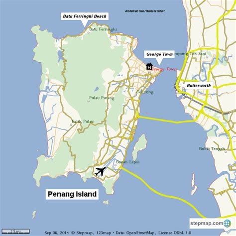 Penang island is the main constituent island of the malaysian state of penang. StepMap - Penang Island - Landkarte für World