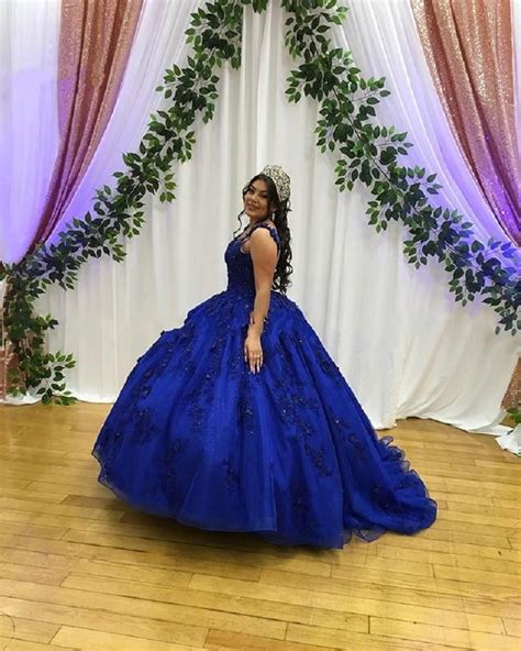 Royal Blue Sweet 16 Dresses 2021 Floral Lace Hand Made Flowers Beaded