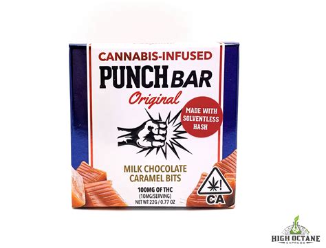 Punch Bar Hash Infused 100mg Milk Chocolate Caramel Bits High