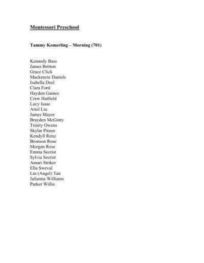 Homeroom Lists 2013 2014 St Peters School