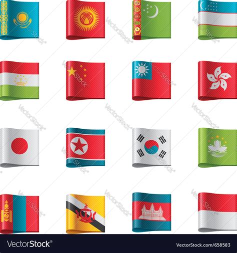 Flags Asia Royalty Free Vector Image Vectorstock