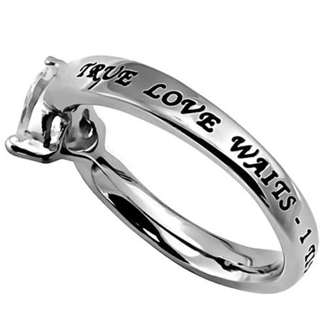 True Love Waits Purity Heart Ring 1 Timothy 412 Bible Verse Stainle