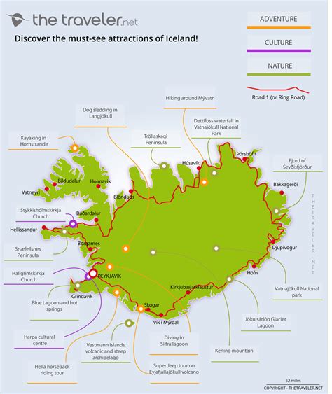 Iceland Map Of Attractions Cities And Towns Map