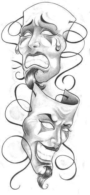 Laugh Now Cry Later Clown Masks Tattoo Design In Clown Tattoo Design