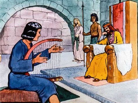 FreeBibleimages :: David and King Saul :: David spares the life of the
