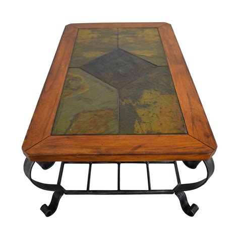 A metal table can lend a modern and minimalist style to any setting, especially when coupled with the seating arrangement. 83% OFF - Raymour & Flanigan Raymour & Flanigan Tile Top ...