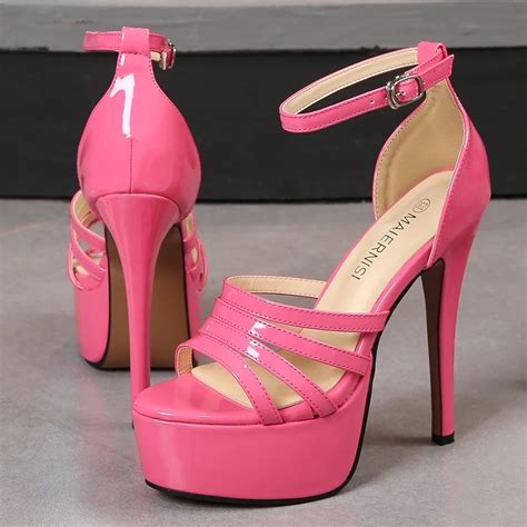 Womens Red Patent Leather Heels Sandals Platform Shoes Women S High Heels Dress Aliexpress