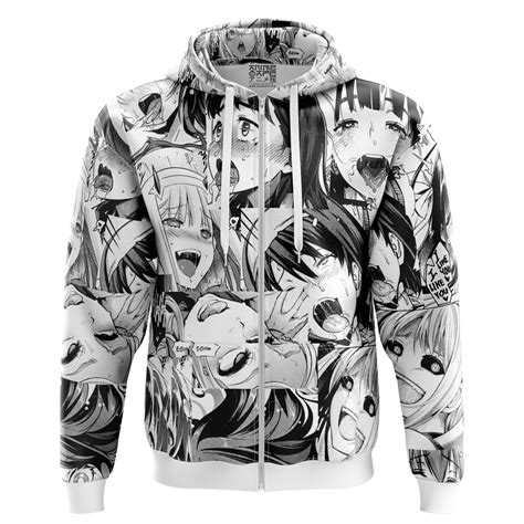 Ahegao Manga Collage Zip Hoodie Jackettrippy Anime Ape