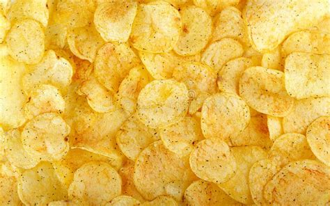 Appetizing Yellow Potato Chips Background Stock Image Image Of Salted