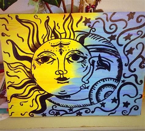 Sun And Moon Canvas Painting At Explore Collection
