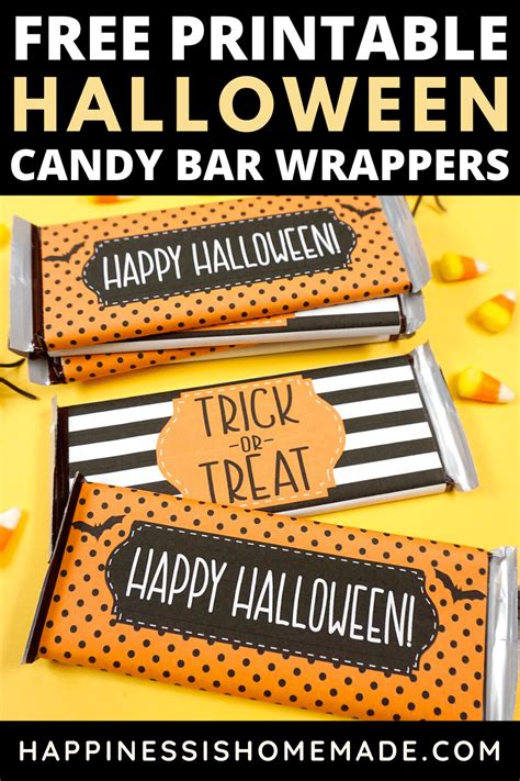 Free printable candy bar wrappers especially for easter. Free Printable Halloween Candy Bar Wrappers - Happiness is ...
