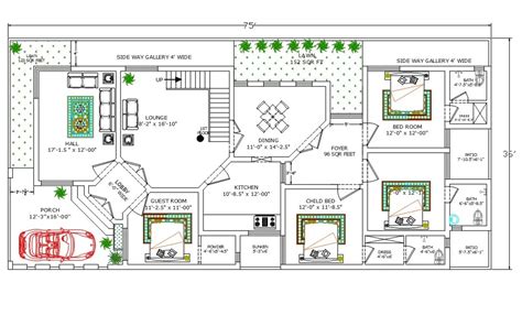 Cadbull On Tumblr 2700 Square Feet House Ground Floor Plan With
