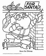Coloring Santa Christmas Chimney Down Chimneys Drawing Sheets Sheet Holiday Getdrawings Popular Honkingdonkey sketch template