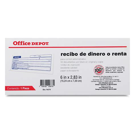 Recibo De Dinero Renta Office Depot 1 Pza Office Depot Mexico