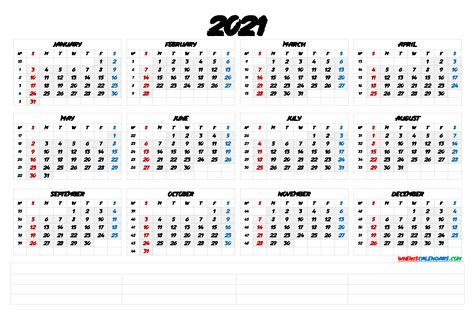 Free Printable 2021 Yearly Calendar With Week Numbers Premium Templates