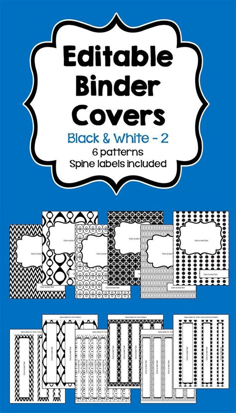 Free Editable Printable Binder Covers And Spines Black And White Printable Templates