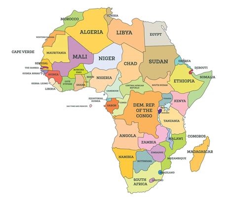 Mapa Político Da África Mapa Com Nome De Países Isolados No Branco 17650043 Vetor No Vecteezy