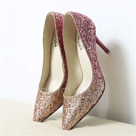 Rose gold glittered heel real wedding shoes pumps sandals gold … Cheap Rose Gold Gradient Stiletto Heels Bridals Wedding ...