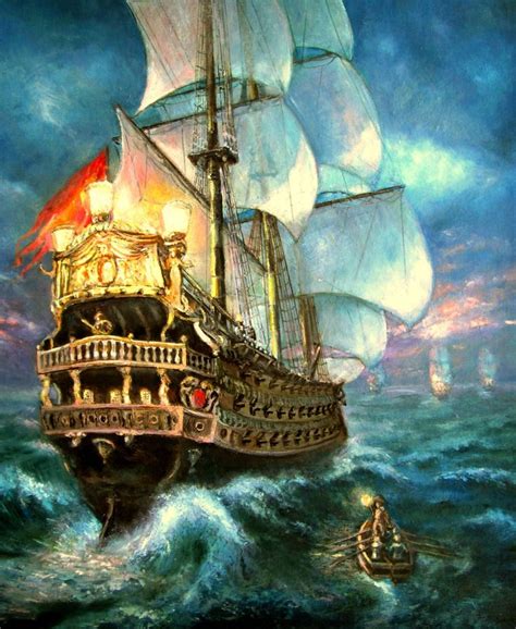 Battle Beautiful Pirate Ship Art Painting Canvas Paint Sailing Ship