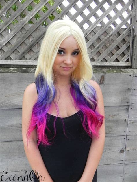 Pastel watermelon ombré is so hot right now. Blonde Human Hair Wig with Purple and Pink Ombre by ...