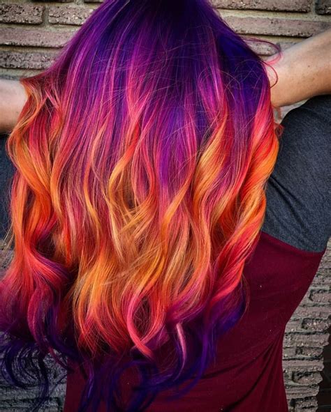 Pin By Sarai Rounds On Цветное окрашивание Sunset Hair Vivid Hair