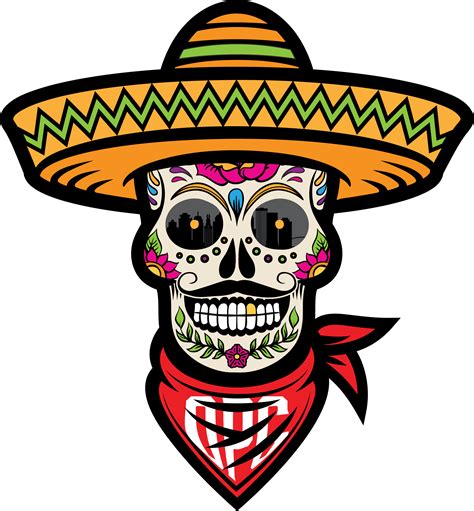 Download Mexican Skull Vector Sombrero Clipart 5230078 Pinclipart