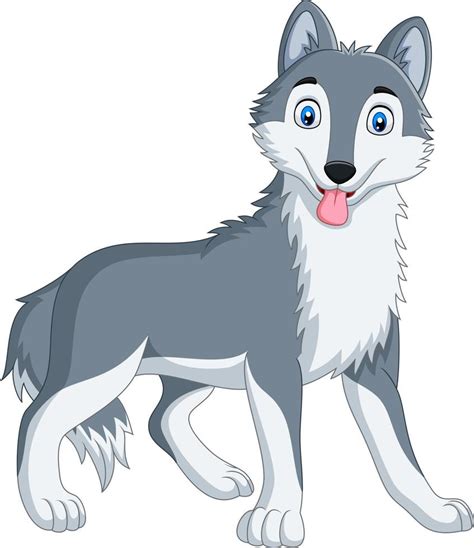Cute Wolf Cartoon On White Background 8390016 Vector Art At Vecteezy