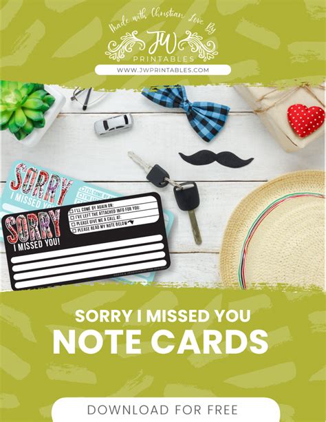 Sorry I Missed You Note Card Jw Printables