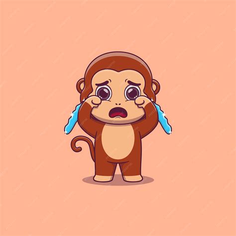 Premium Vector Cute Monkey Crying With Tears