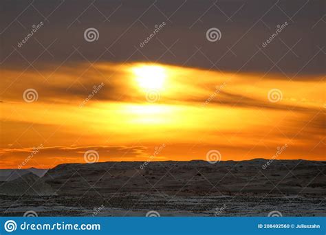 Sunrise In The Libyan Desert White Desert Limestone Formations In The