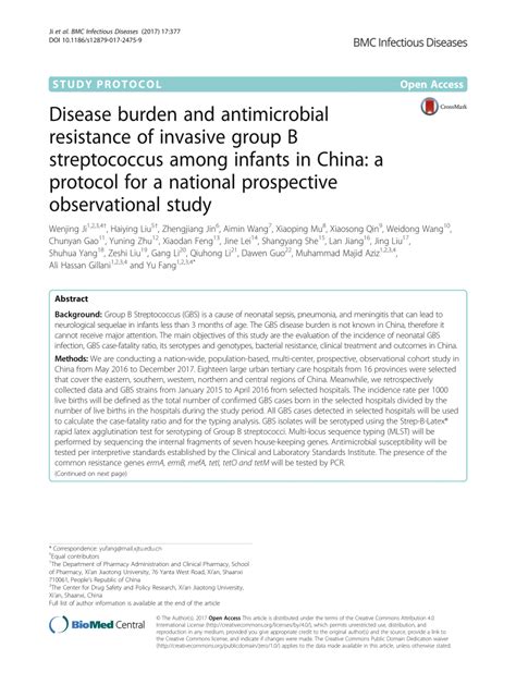 Pdf Disease Burden And Antimicrobial Resistance Of Invasive Group B