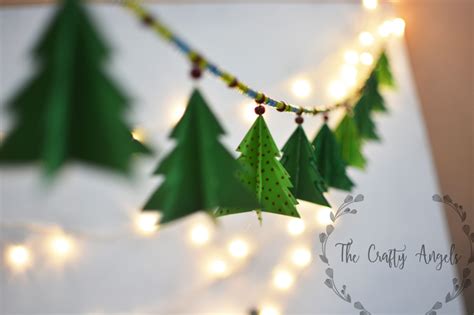 Paper Christmas Tree Garland Tutorial The Crafty Angels