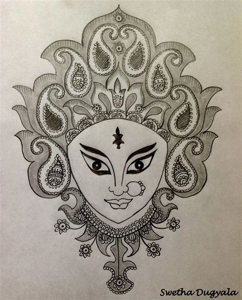Swetha Arts Goddess Durga Pencil Sketch