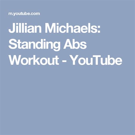 Jillian Michaels Standing Abs Workout Youtube Circuit Workout