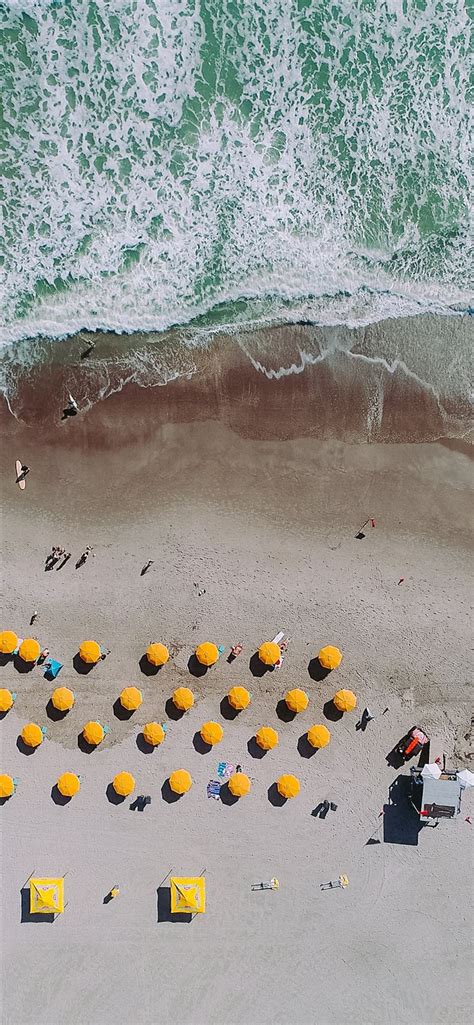 Aerial Photography Of Umbrellas On Beach Iphone 11 Wallpapers Free Download