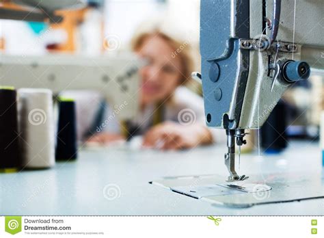 Sewing Machine On Factory Closeup Stock Photo Image Of Looking