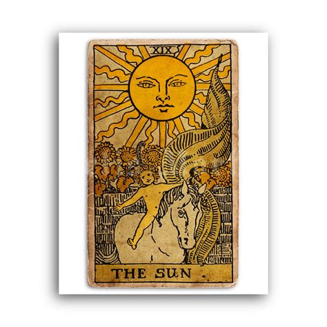 Printable The Sun Tarot Card Print Major Arcana Greater Arcana Poster