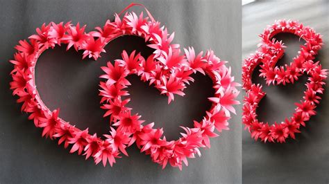 Diy Paper Heart Wall Hanging Easy Wall Decoration Ideas Paper Craft
