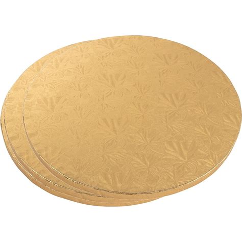 Cake Boards Rounds 3 Piece Gold Foil Pizza Base Disposable Drum
