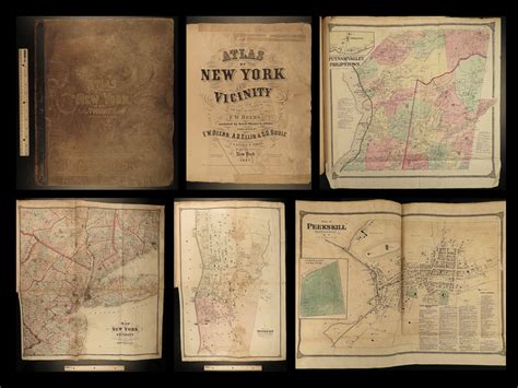 1867 Huge Atlas New York City Brooklyn Yonkers Color City Maps Fw Beers