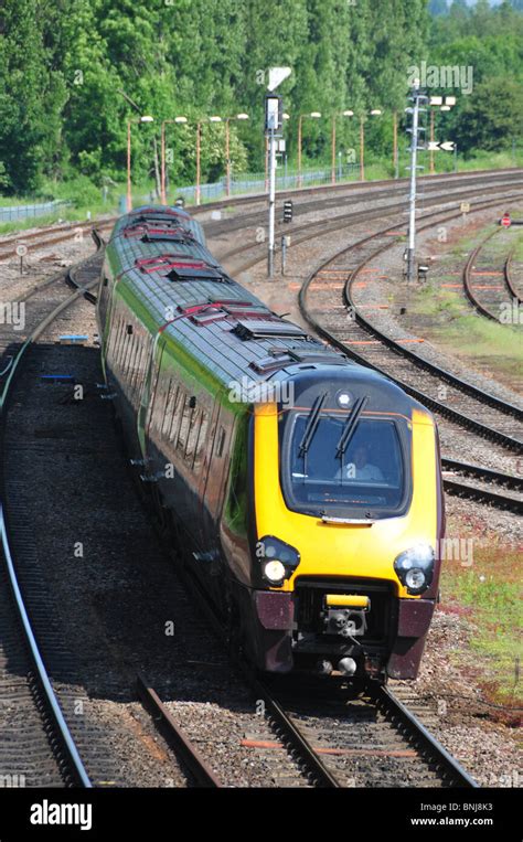 Class 220 Voyager Train Operated By Crosscountry On Approach To Banbury Station Oxfordshire