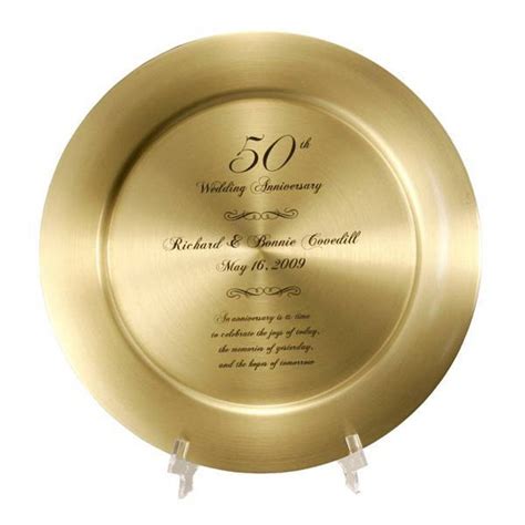 Personalized 50th Anniversary Solid Gold Brass Plate Golden Etsy